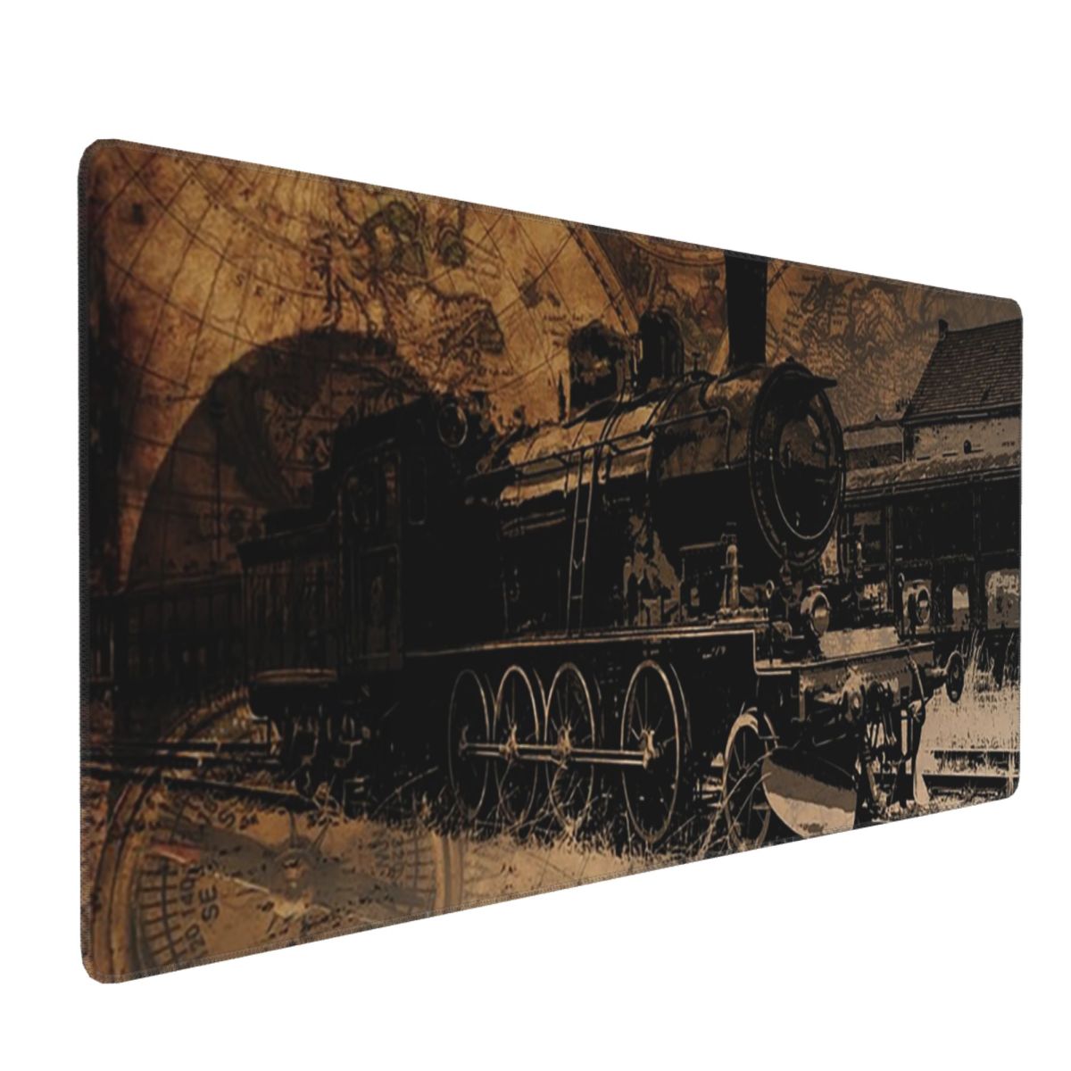 Vintage Gaming Accessories - Grote muismat Vintage stoomtrein Sepia Sketch