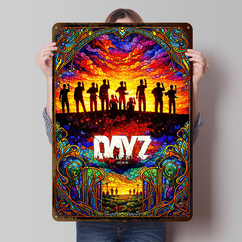 Vintage Gaming Accessories - DayZ glas-in-lood blikken poster op maat