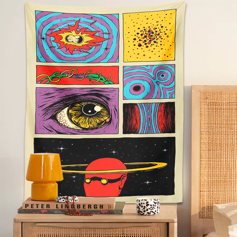 Vintage Gaming Accessories - VIKAMA Psychedelische Collage Art Tapestry Retro