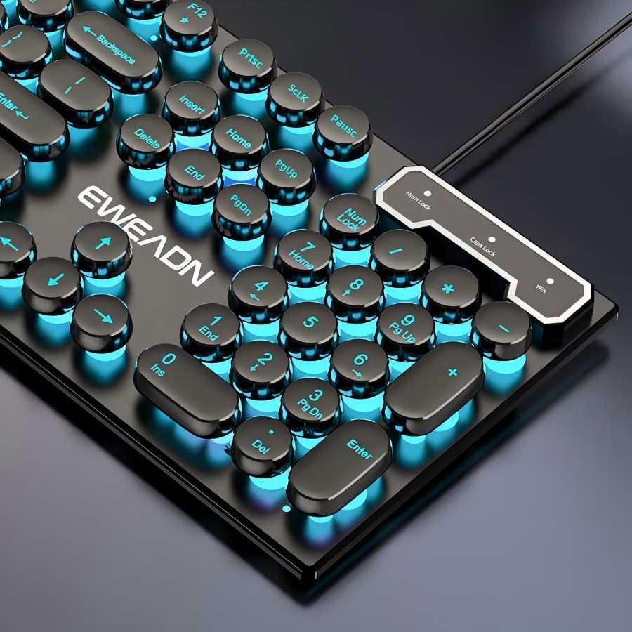 Gaming Accessories Keyboards - EWEADN typemachine-gamingtoetsenbord, 104-toetsen, retro punk ronde