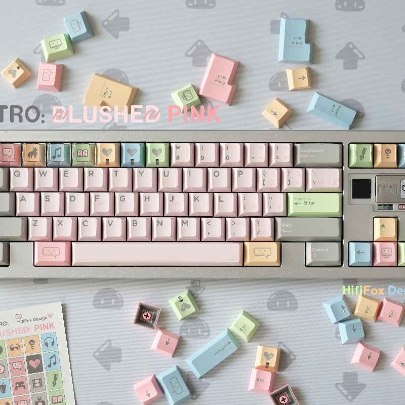 Vintage Gaming Accessories - Verlegen Roze Vintage Thema Keycaps Set